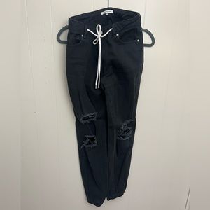 Black Ripped Jeans with cuffed bottom